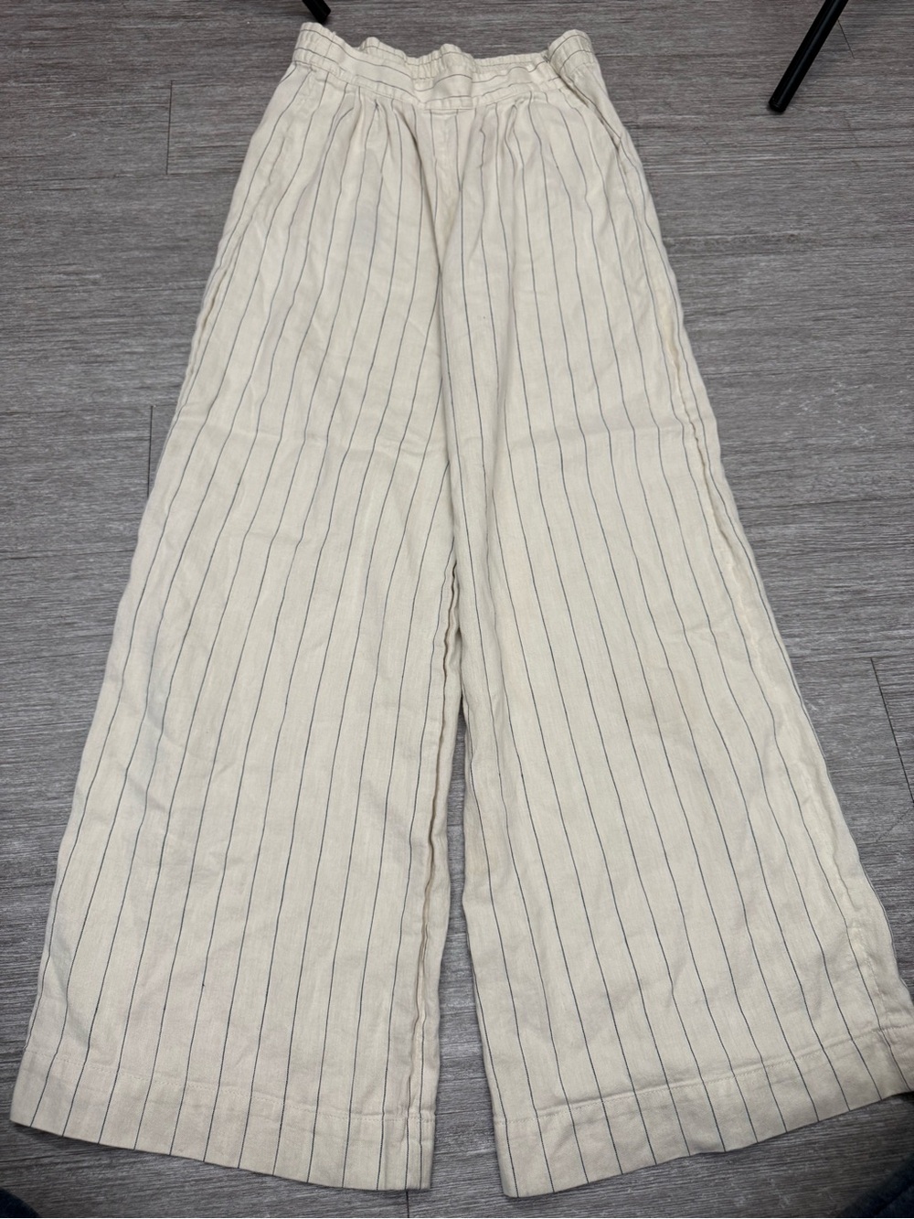 Vanessa Bruno Nunes Linen Blend Pinstripe Wide Leg Trousers Coastal Quiet Luxury
